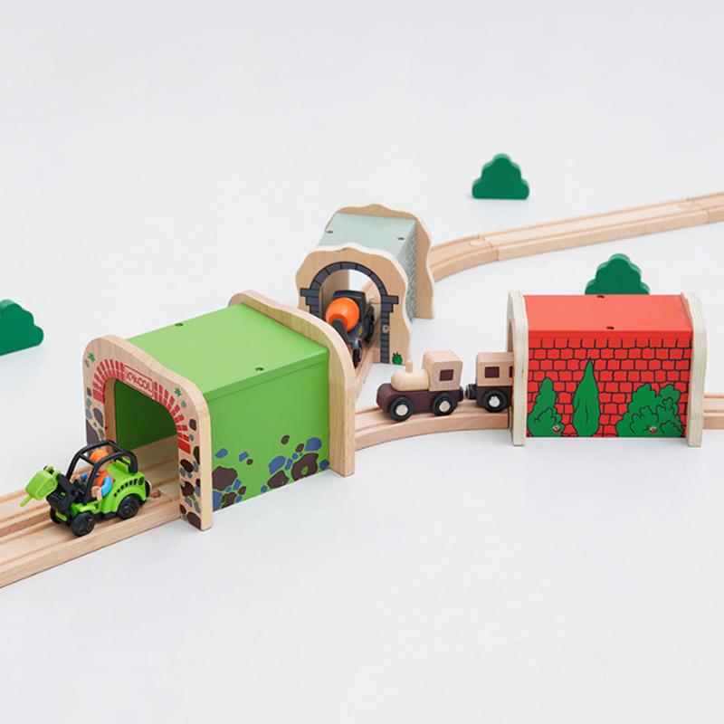 Wooden Track Magnetic Train Toy Wooden Track Scene Accessories Mountain Cave Tunnel Beech Wood Track Children's Toy
