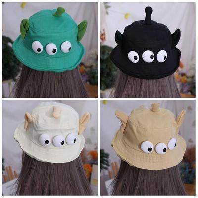Lightweight Big Ear Fisherman Hat Foldable Cartoon  Sun Hat Three Eyes Bucket Hats  Fishing Caps