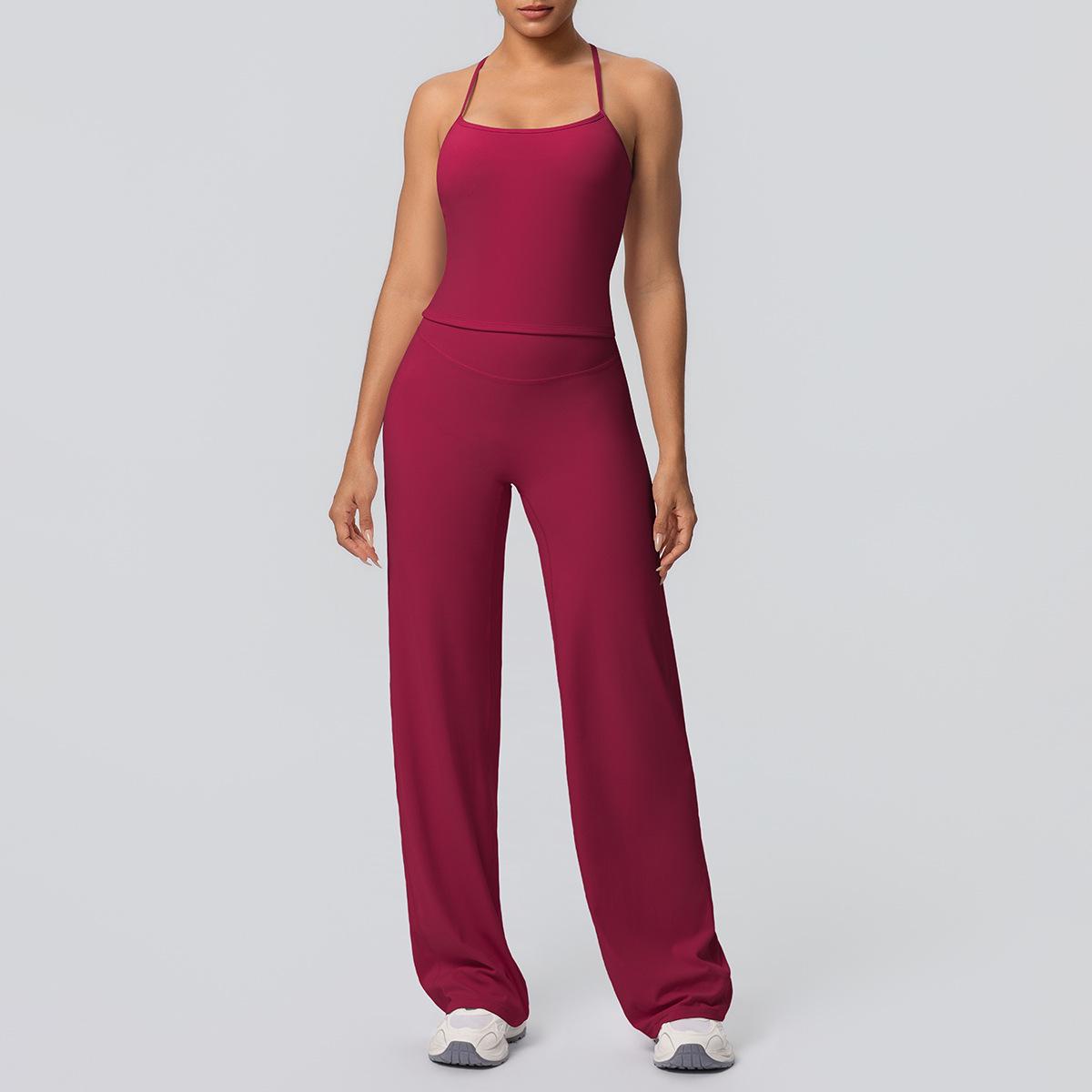 

Быстросохнущий йога-комплект с высокой талией, подчеркивающий ягодицы, на тонких бретелях Large