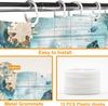 Sea Turtle Blue Ocean Starfish Shower Curtain,Bathroom Shower Curtains Bathtub Home Decor Waterproof Fabric Machine Washable Wit