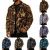 Men's Casual Corduroy Jacket Loose Fit Lapel Collar Camouflage Print Long Sleeve Fall Winter