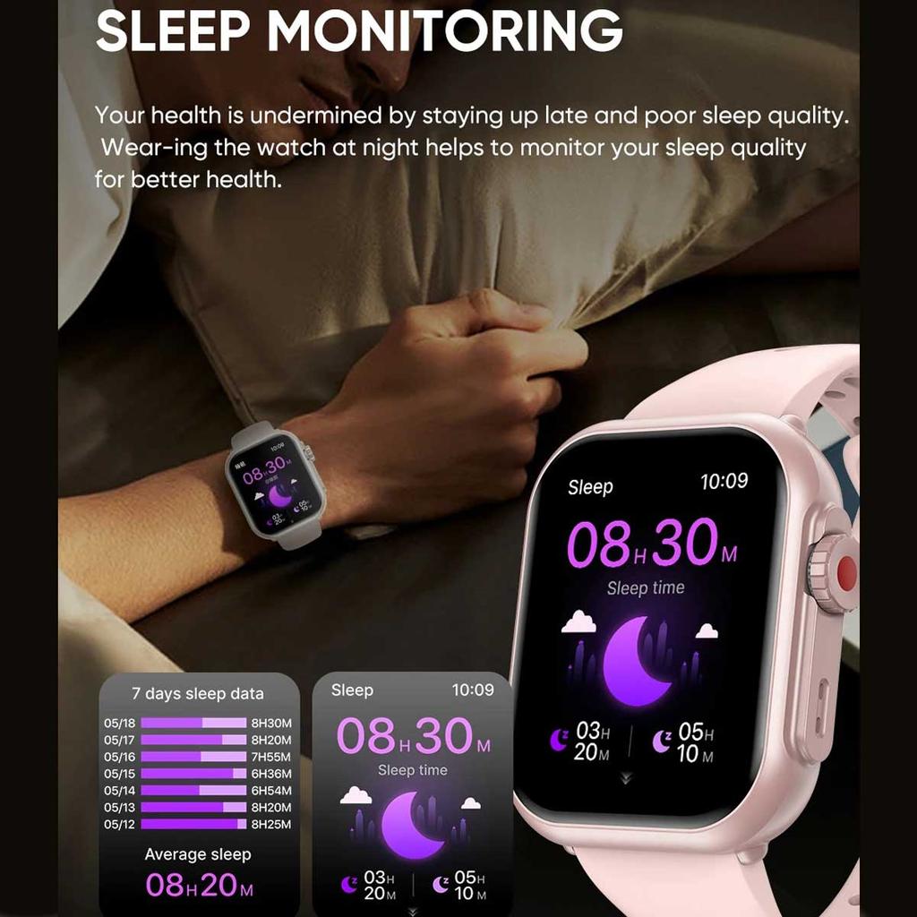 Neue Smartwatch 1000mAh Lange Akkulaufzeit Für Männer Frauen Fitness Sport Bluetooth Anruf Wasserdicht 1,85 Zoll Voll Touch Smartwatch