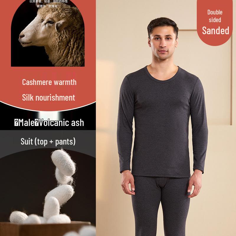 Men's and Women's Plus Velvet Thermal Underwear Set - Cashmere Silk Autumn Winter Base Layer