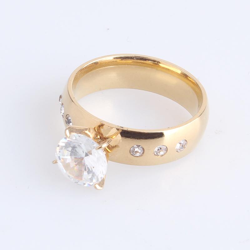 Alliances 6mm couleur or couleur argent 6 strass zircon Acier Inoxydable Alliances pour femmes hommes