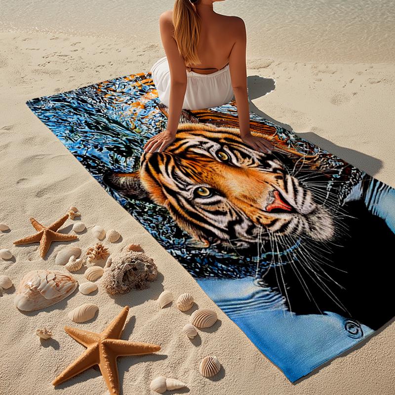 White Tiger Family Beach Towel, Super Soft Microfiber, Gift for Her/Him, Birthday, for Pool, Beach, Travel, Home Decor Fan gifts