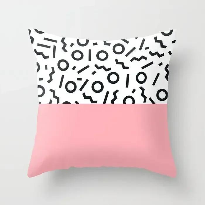 40/45/50 Mint Pink Throw Pillow Case Memphis Inspired Pattern Check Cushion Covers Home Sofa Chair Decorative Pillowcases