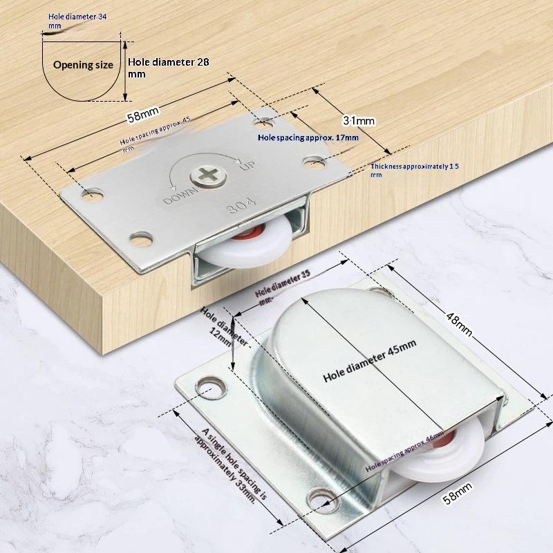 Sliding Door Wheels Pulley Rollers Stainless Steel Furniture Hardware Wardrobe Sliding Door Adjustable Wheels