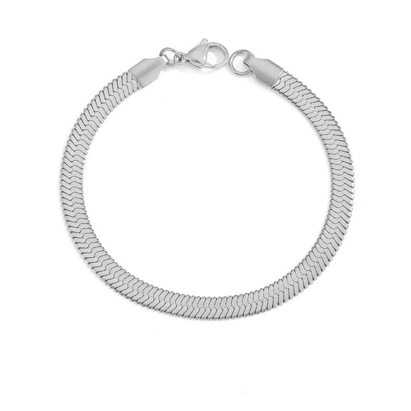 eManco Women's Stainless Steel Snake Chain Bracelet - Thin, Versatile, Flat Style, Perfect for Couples