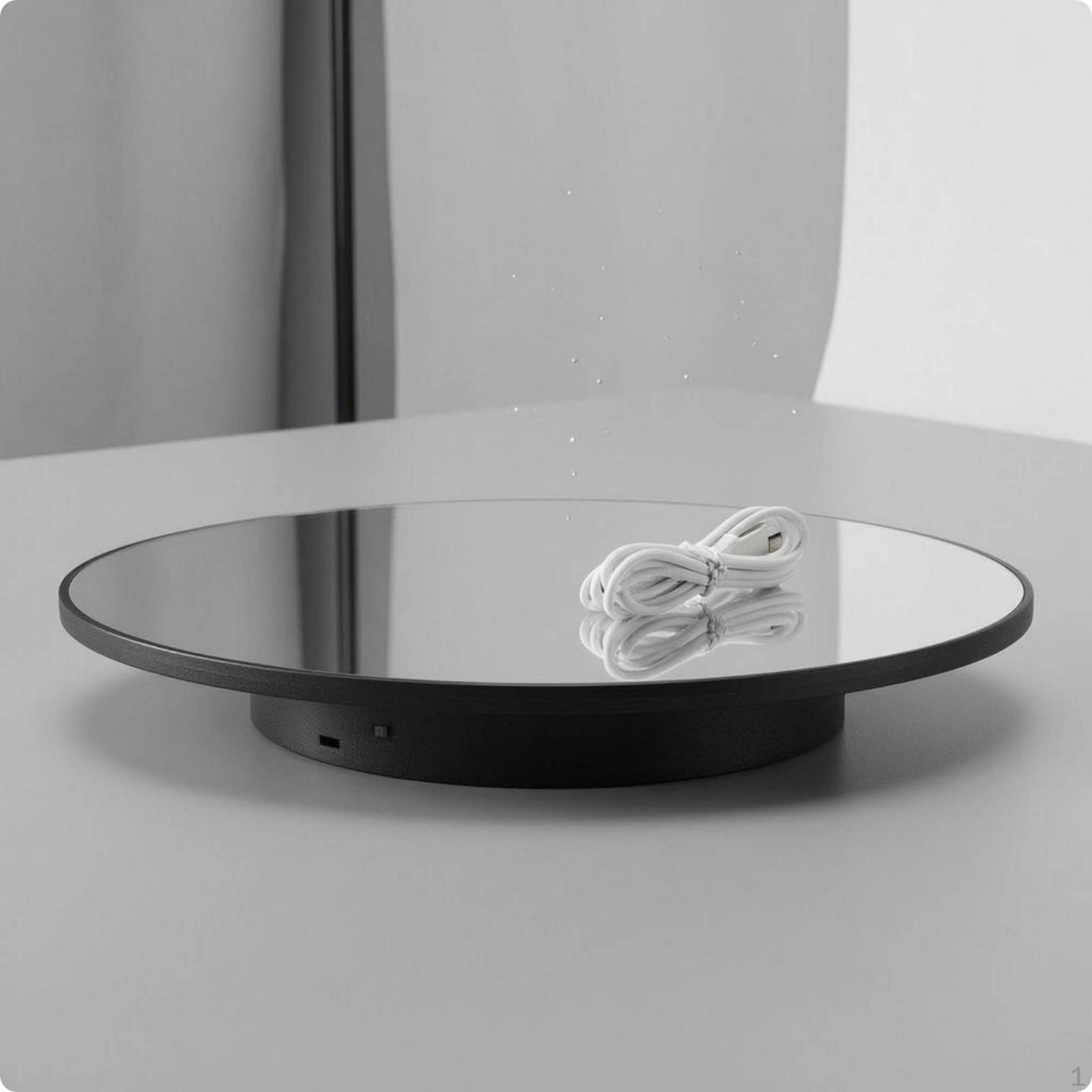 Electric Rotating Display Stand USB Powered Turntable Mirrored Top Mirror