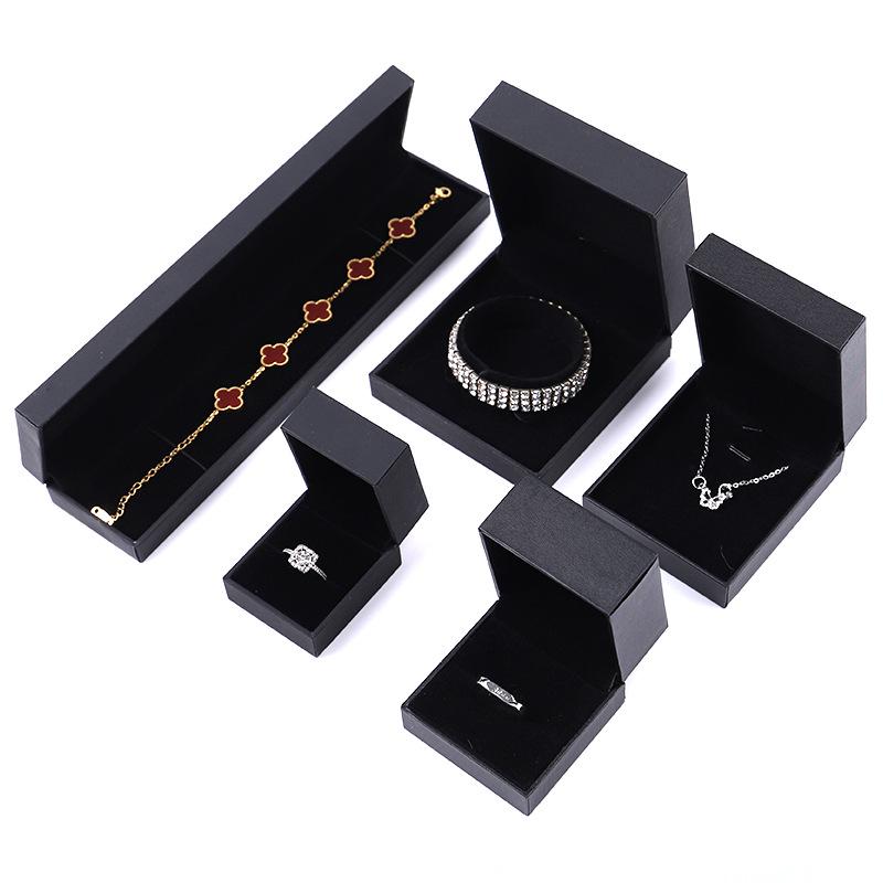 Black Right Angle Flip-top Jewelry Gift Box - Ring & Earring Packaging with Logo Printing