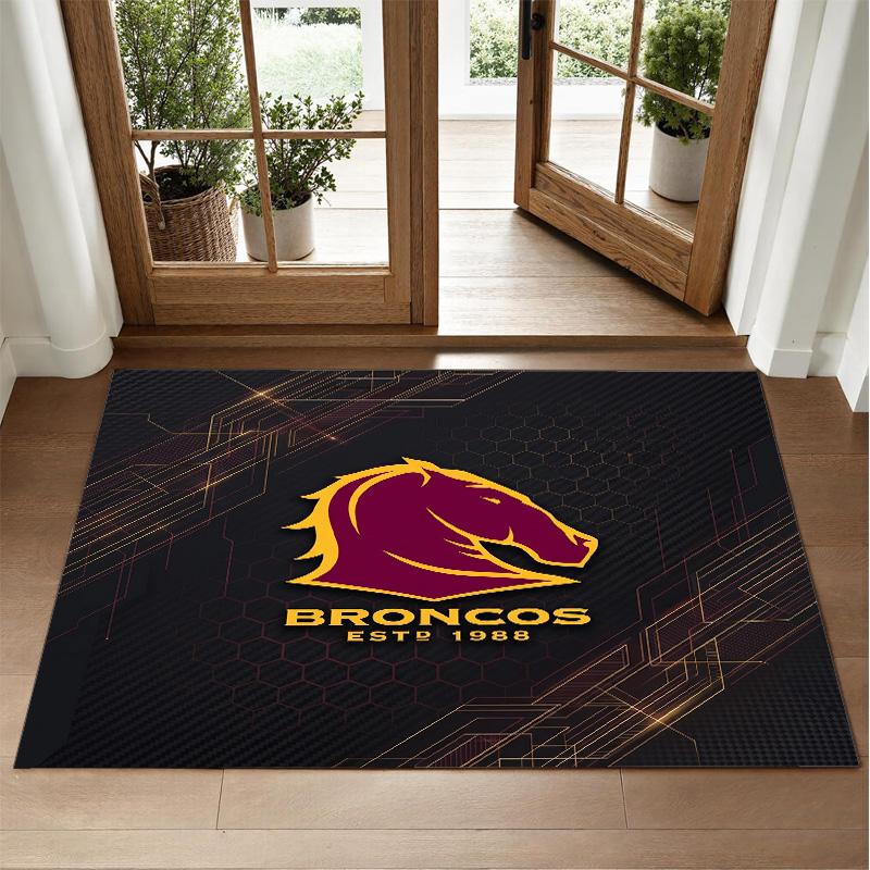 Brisbane Broncos Tasarımlı Kristal Kadife Halı Yatak Odası Girişi İçin Yumuşak Dekoratif Mat