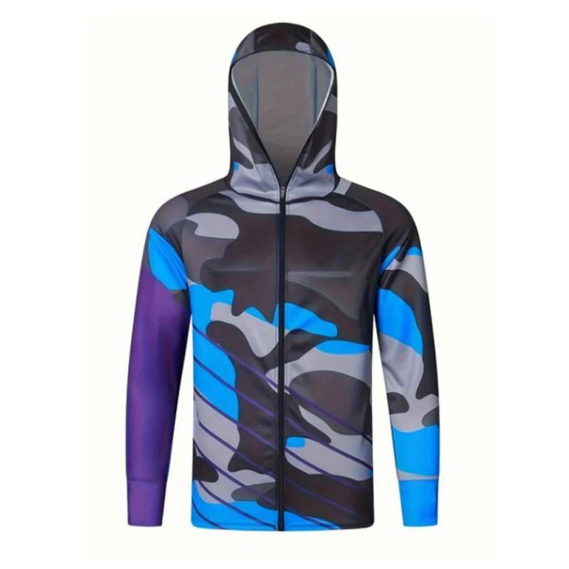 Zippered Fishing Clothes Shirts Quick-drying Sportswear Sun-proof Ultraviolet Breathable Hooded XXS