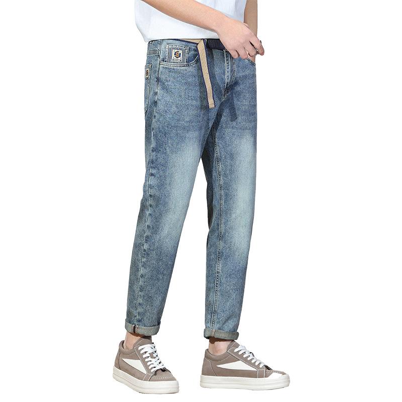 

New Spring and Summer Trousers Waist Embroidered Belt Little Handsome Jeans 38