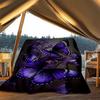 1pc Purple Butterfly Print Outdoor Flannel Blanket Soft All Season Polyester Throw , Perfect for Picnics & Travel , Picnic Accessory