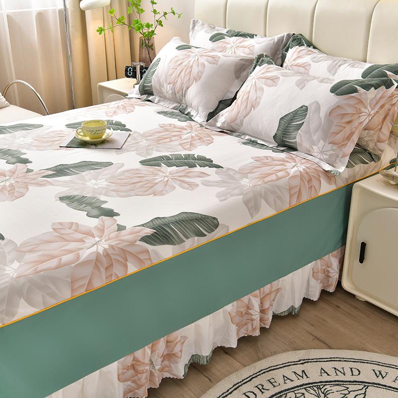 Home Textile Bedding Set Four Seasons Active Printing Double Multi-specification Multi-size Brushed Multi-color Bed Skirt