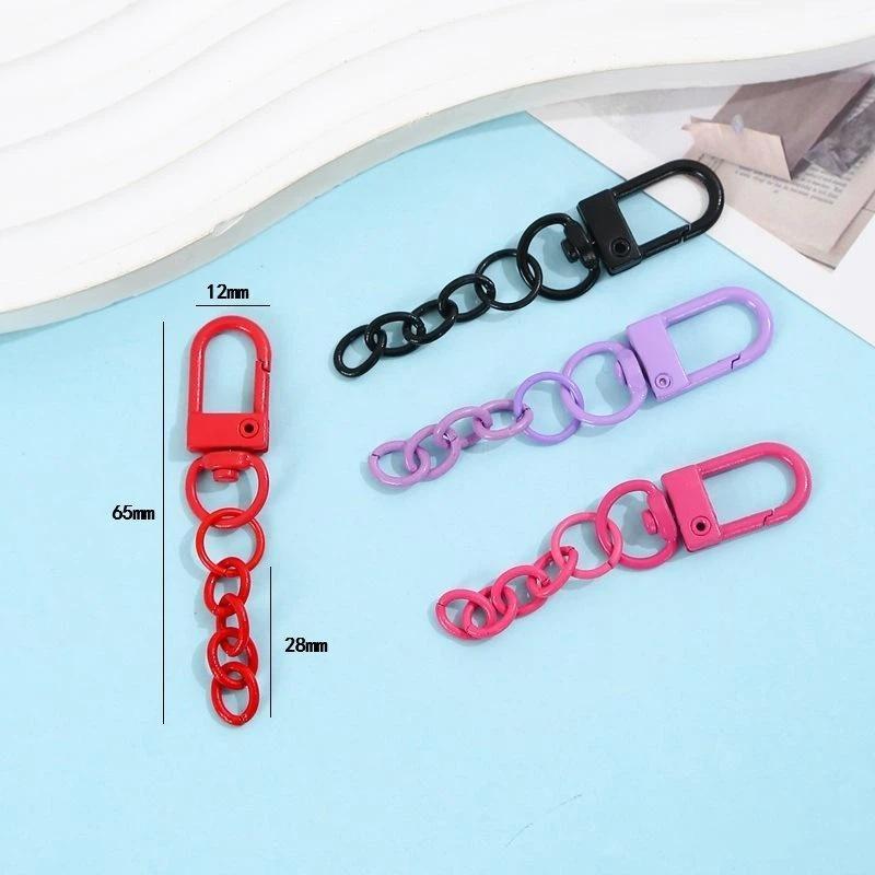10Pcs Lobster Clasp Spring Buckle With Chains Colored Keychains For Diy Jewelry Making Key Ring Hooks Bags Buckle