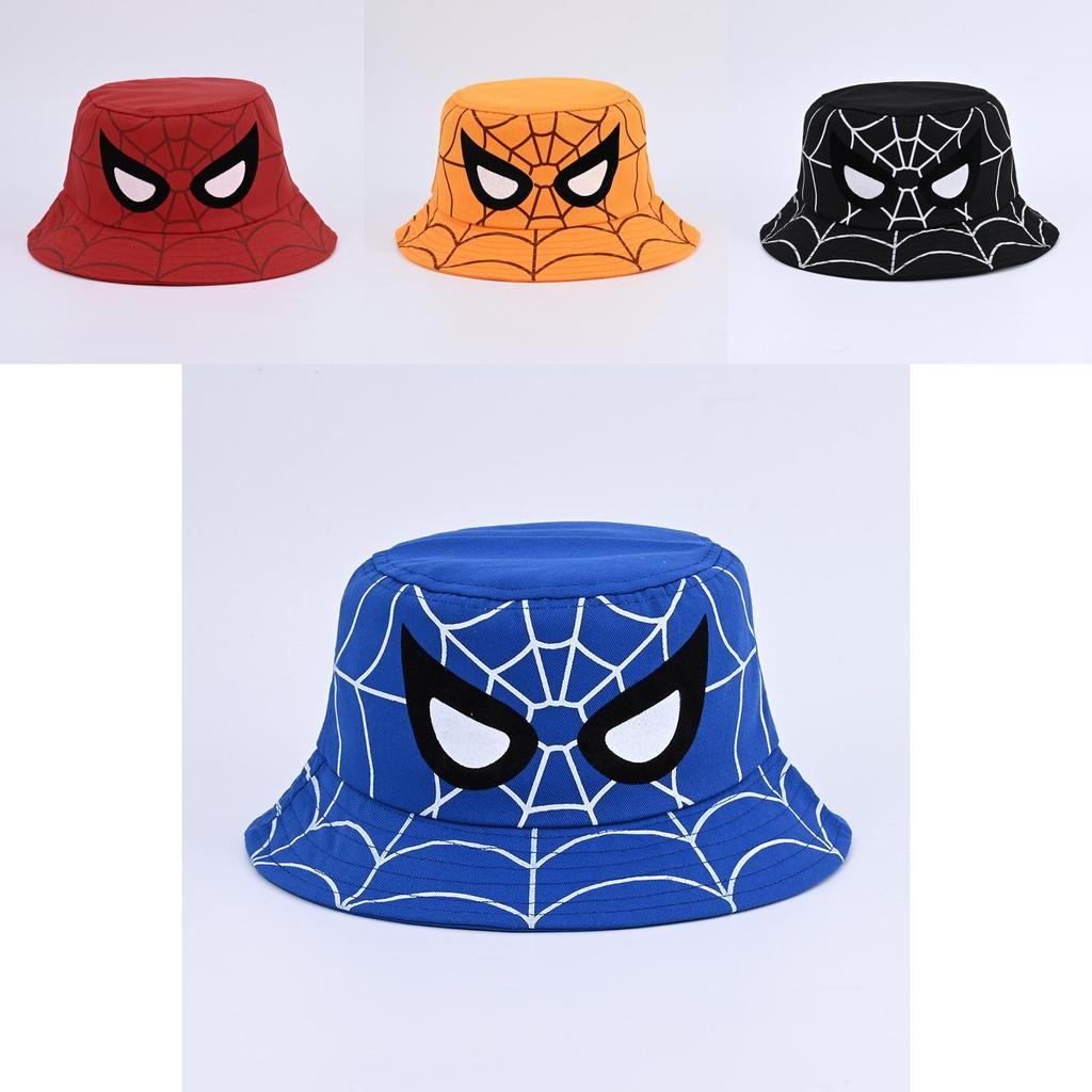 Cartoon Spider Fisherman Hat With Sun Protection For Kids Outdoor Summer Casual Wear