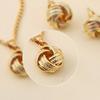4pcs/set Twist Design Zircon Set Simple Geometric MetalNecklace Stud Earrings Ring Set