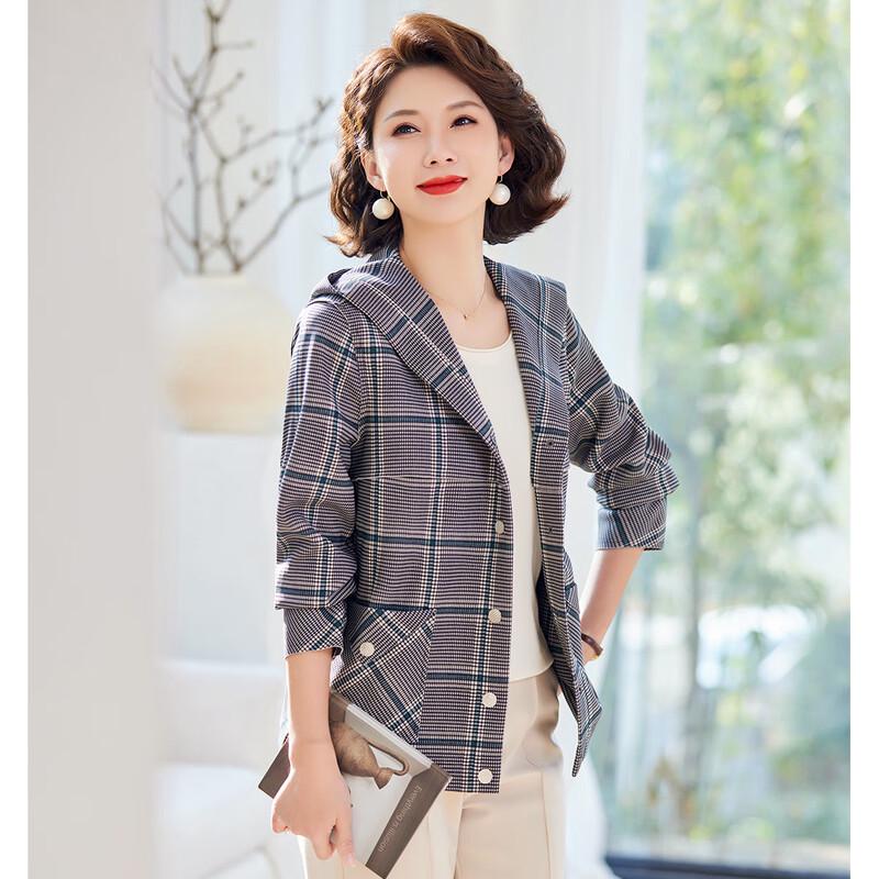 Pasite Women's Casual Plaid Hooded Jacket