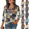 3/4 Sleeve Shirts For Women  Print Graphic Tees Blouses Casual Plus Size Basic Tops Pullover