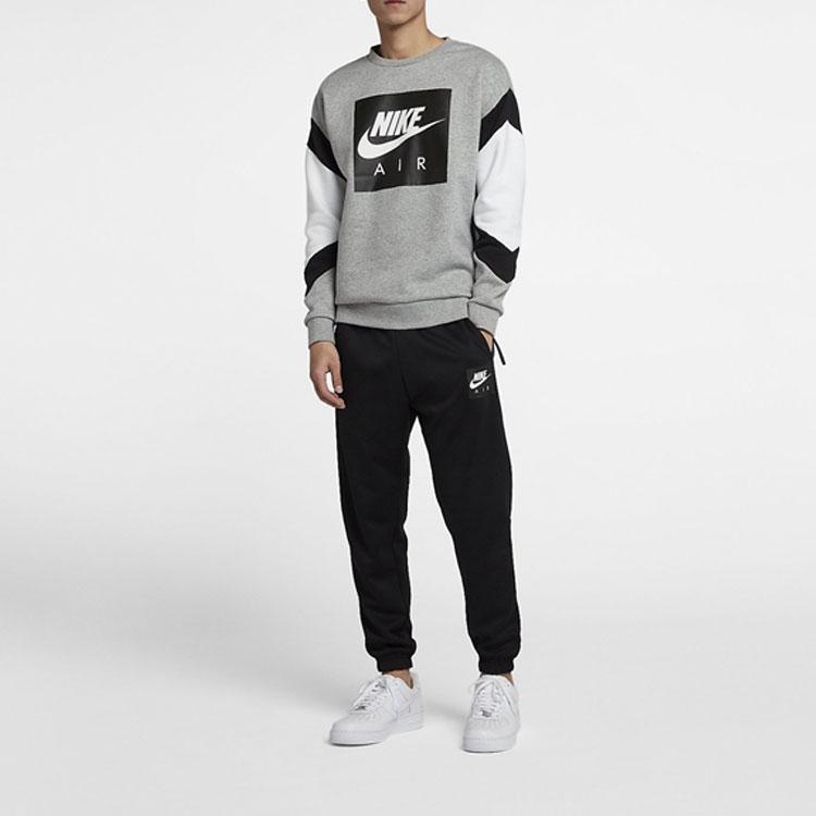 Nike Air Crew Fleece Color Block Pullover American Sweatshirt Men Sweatshirt Gray White 928636-063