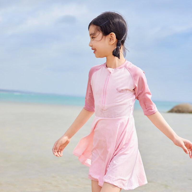 EBAER Girls' Sun Protection One-Piece Swim Dress