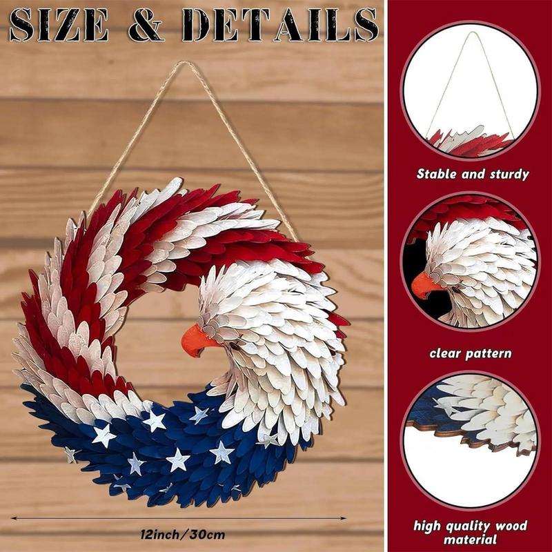 Patriotic Wreath Red White Blue Eagle Flag Garland Independence Day Decorations Renewed Brave Wings Garland For Home Use