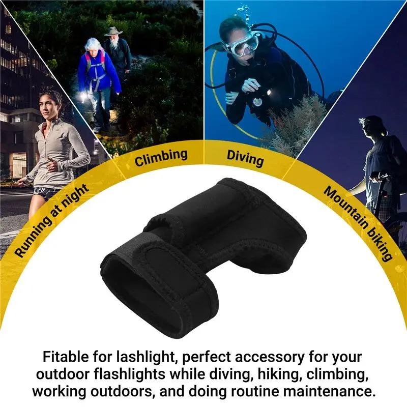 Universal Nylon Diving Flashlight Gloves, Hands‑Free Adjustable Wristband Torch Holder for Underwater Diving Fishing Hunting Outdoor Water Sport Use