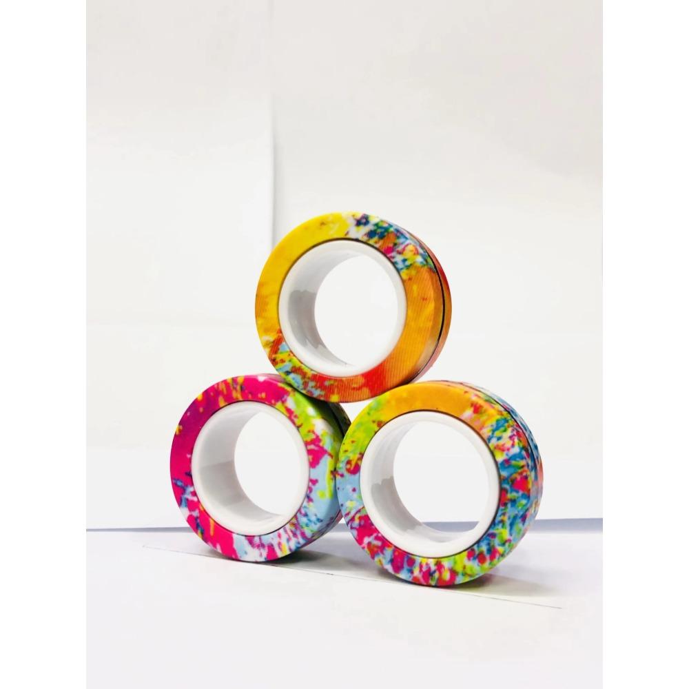 3pcs Finger Magnetic Rings Colorful Fidget Toy Set Adult Magnets Spinner Rings for Relieve Stress Anxiety Relief Therapy