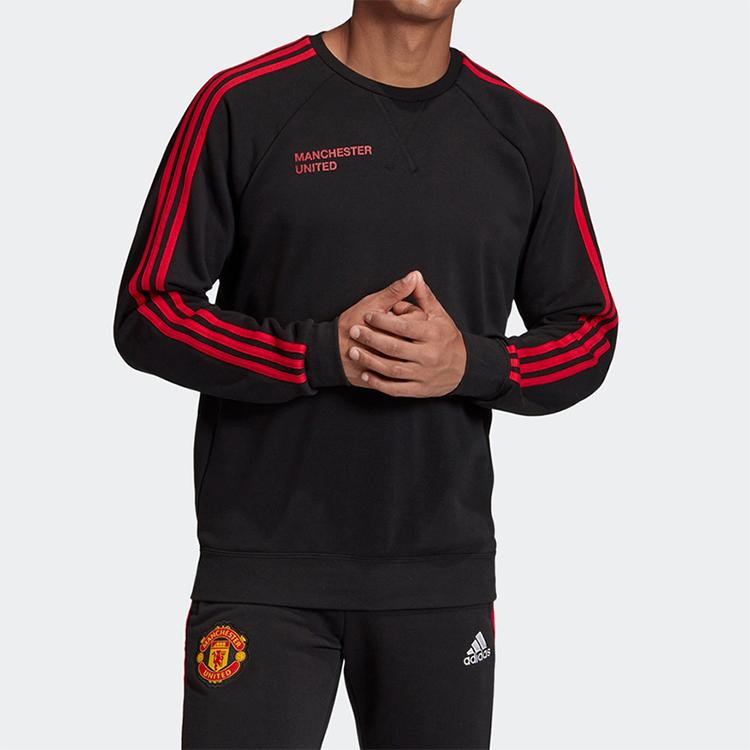 Adidas Manchester United Soccer Sports Pullover Hoodie Men Tops Black FR3841