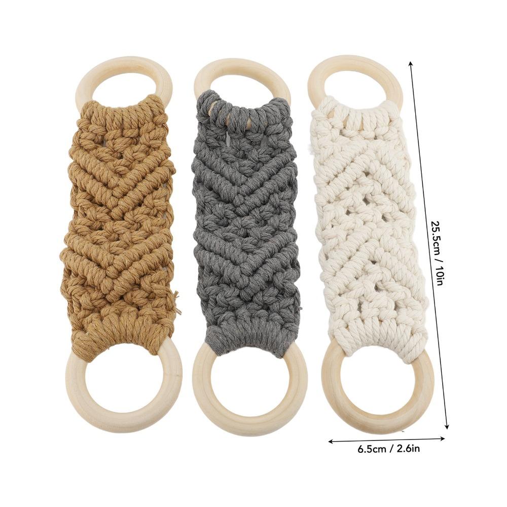 3 PCS White Grey Brown Macrame Towel Holder Hanging Towel Holder  Kitchen Bathroom Laundry Room