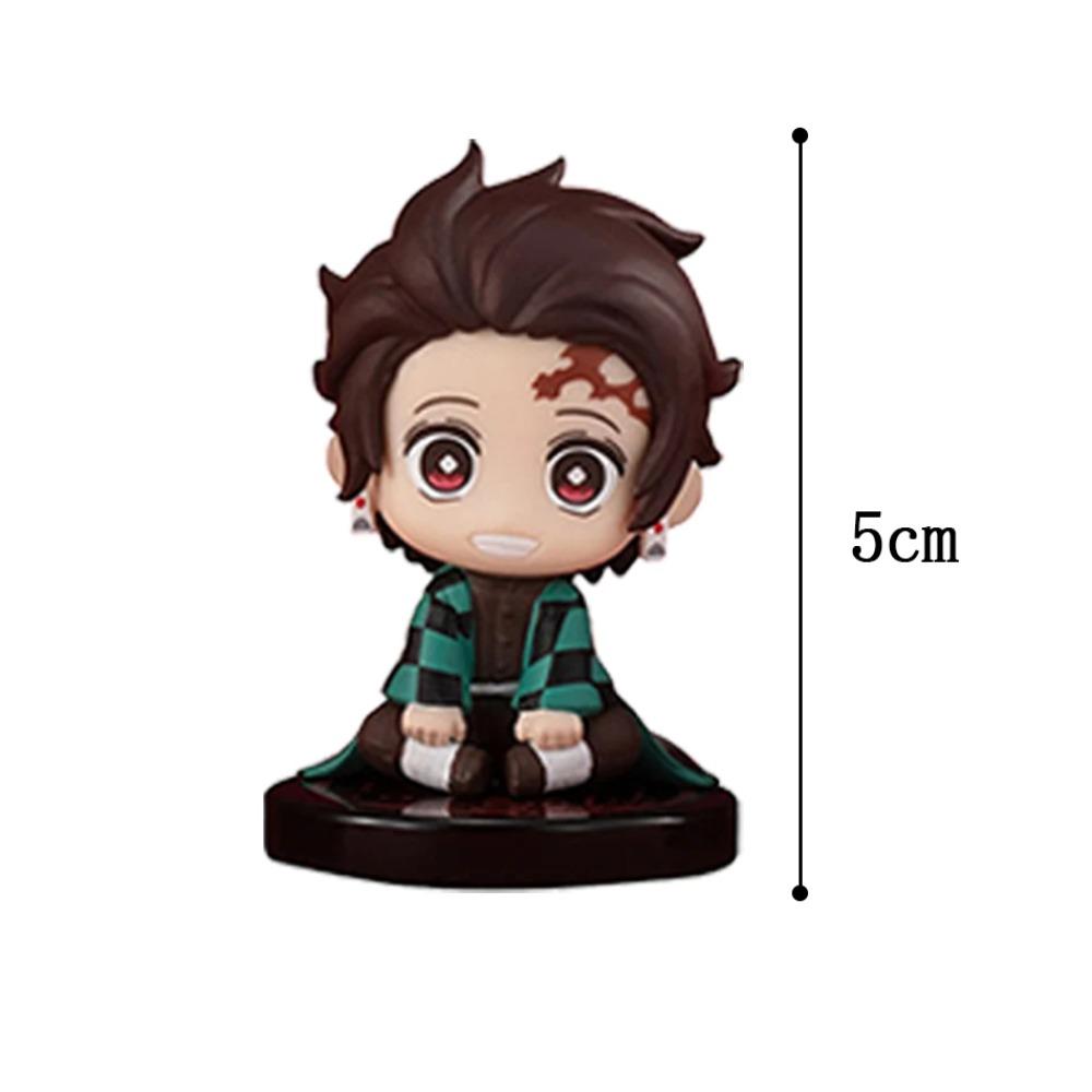 5-15pcs Q Version Demon Slayer Sitting Ghost Doll Tanjiro Nidouzi Inosuke Zenizu Toy Figural PVC Model Gift
