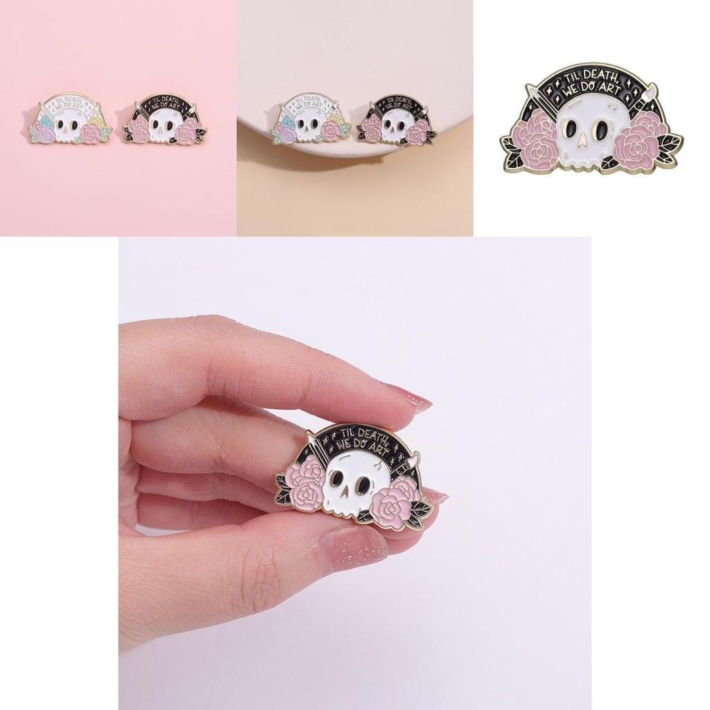 Unique Skull Head Plant Flower Series Alloy Brooch Pin For Halloween Decor
