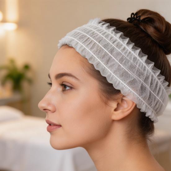 Hair Band Soft Breathable Non-Woven Material Elastic Disposable Spa Headband Massages Makeup Beauty Salon Hair Holder