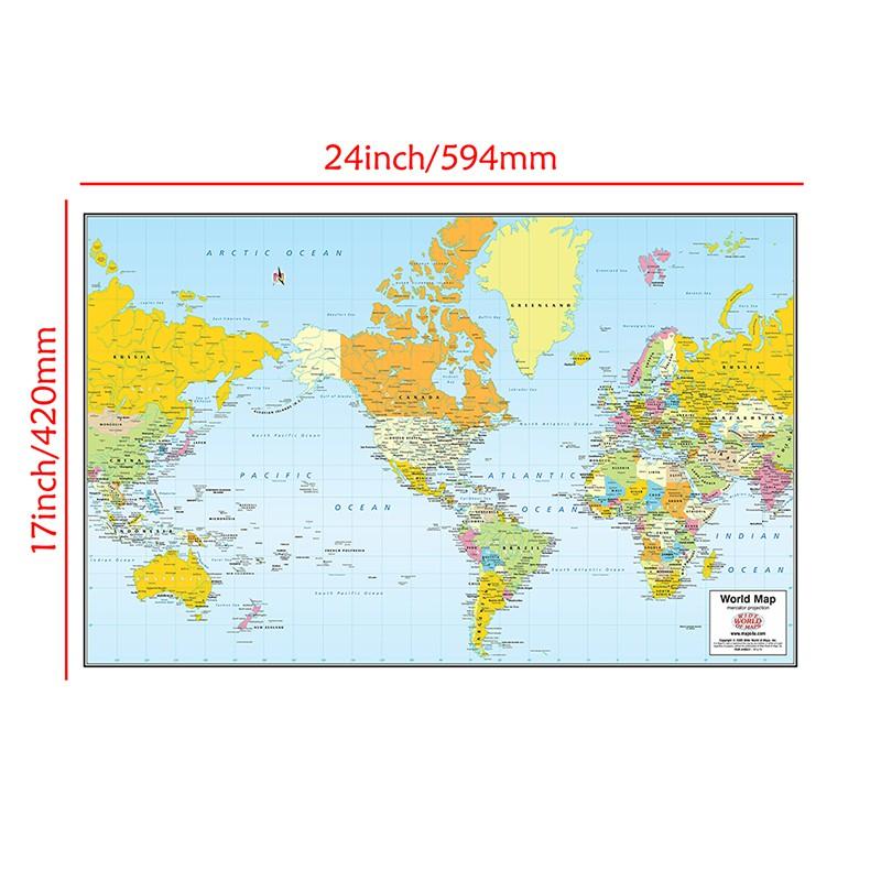 

Карта мира без национальных флагов-Образовательные принты Настенное искусство Фоновая ткань Обучение,Географический,Туризм/Образовательный инструмент 24*17inch (59*42cm)