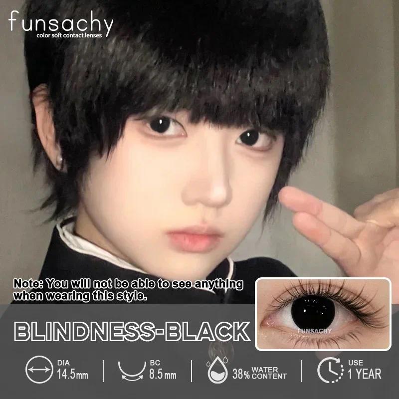 FUNSACHY 2pcs Blind White Contact Lenses for Cosplay Colored Black Contact Lens Red Color Eye Makeup for Halloween Beauty Pupils