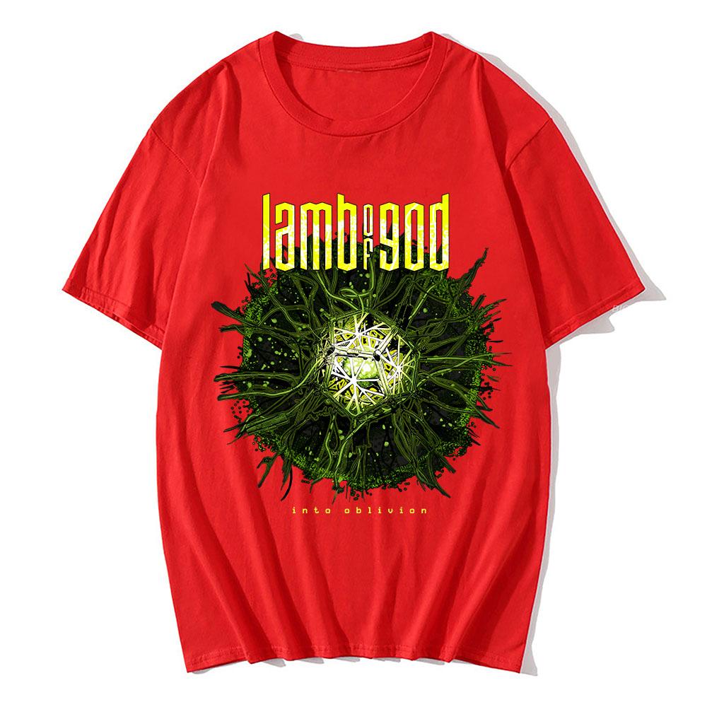 Into Oblivion Burst Svart T-shirt LAMB OF GOD Rockband T-shirt Unisex Tung Mental Streetwear Kortärmad Bomull Sommar T-shirt