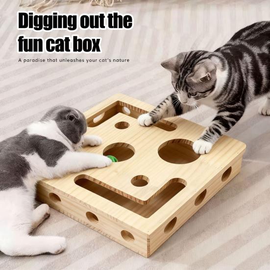 Cat Nail File Box Puzzle Enrichment Box Cat Scratcher Wood Play And Scratch Maze Box Stress
