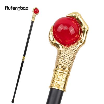 Drakenklauw Grijp Rode Glazen Bol Gouden Wandelstok Mode Decoratieve Wandelstok Cosplay Stafknop Krukstaf 93cm