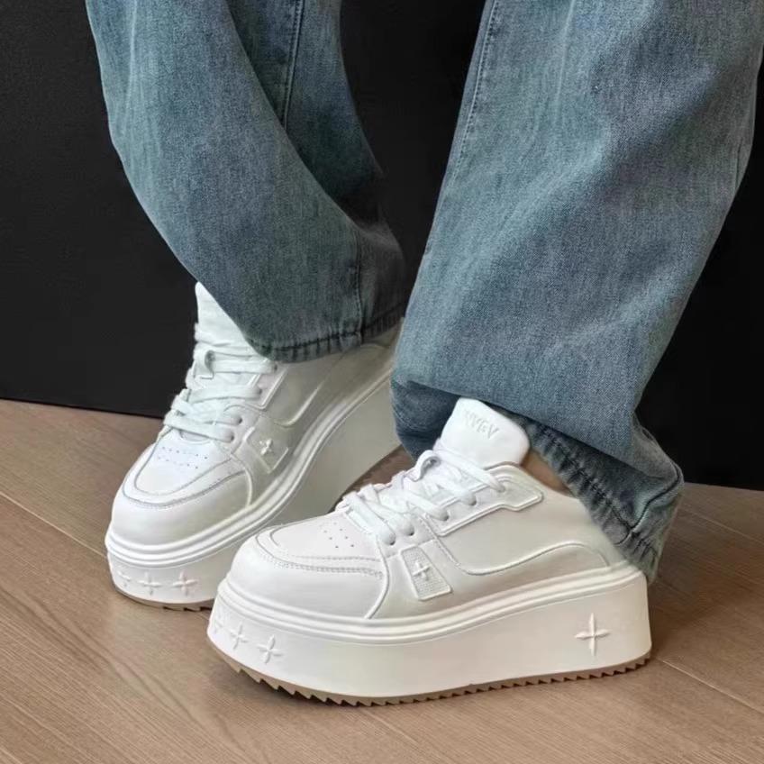 Platform white shoes women's versatile muffin shoes new board shoes ins spring and summer small height increase sports and leisure shoes