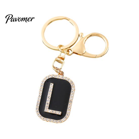 26 Alphabet Charm A-Z Rhinestone Letter Keychain, Zinc Alloy Capital Keyring, Plated for Handbags and Backpacks Decorative Key Accessory
