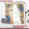 Set Of 2 Flat Printing Party Window Curtains Floral Butterfly Scene Digital Printed Polyester Drapes Festive Use Curtain