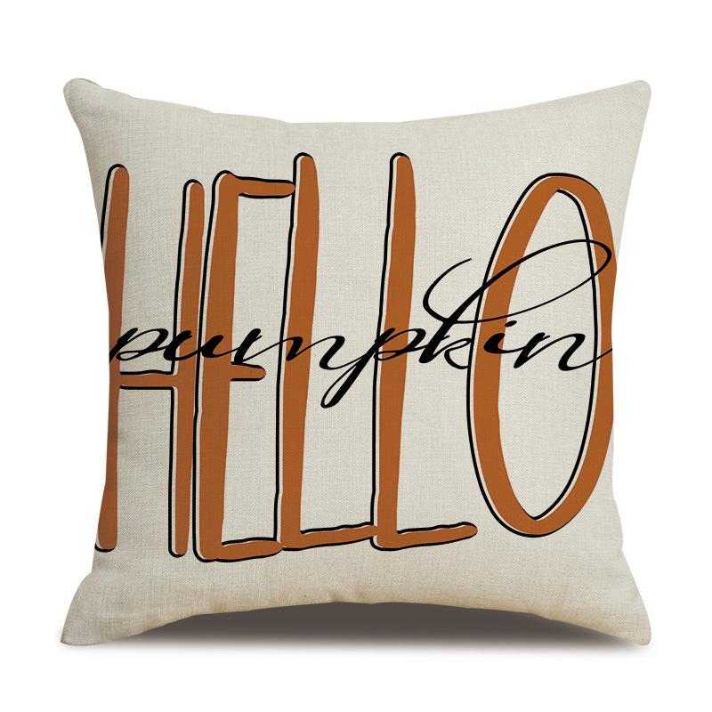 Thanksgiving Linen Pillowcase Autumn Pumpkin Print Pillow Cushion Cover