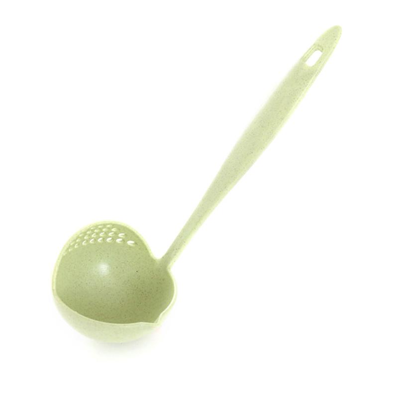 Soup  Spoon Wheat Straw Two-in-one Colorful Long Handles Kitchen Spoon