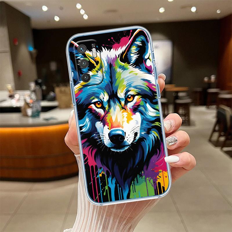 UP6 Transparentes Handyhülle mit Wolf-Motiv für Samsung Galaxy A04 A04S A14 A23 A34 A54 M23 M33 M52 M53