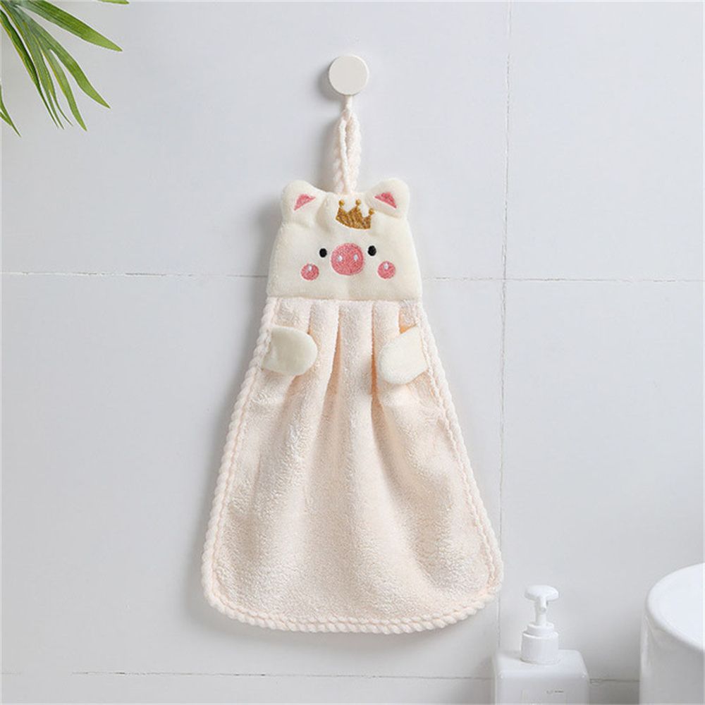 

Soft Korean Style For Household Wall Mounted Embroidery Handkerchief Cartoon Pig Hand Towel бежевый