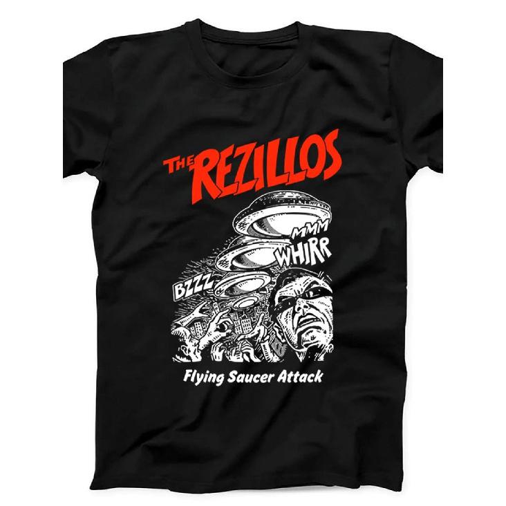 Black T-Shirt Featuring The Rezillos Flying Saucer Attack Punk Rock Music Design, Item B569 S чёрный