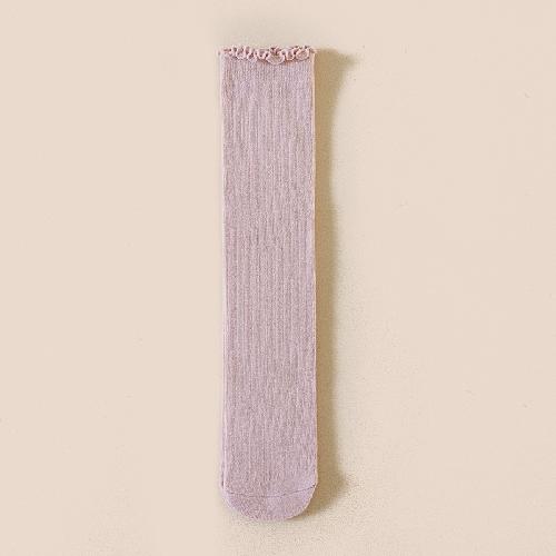 Autumn Children's Wooden Ear Long Tube Pile Socks Calf Socks Autumn and Winter Solid Color Vertical Over-the-knee Socks