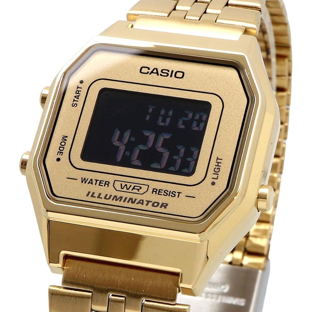 Casio Vintage Series LA680WGA-9B Women's Digital Watch Octagonal Face Gold Reverse LCD