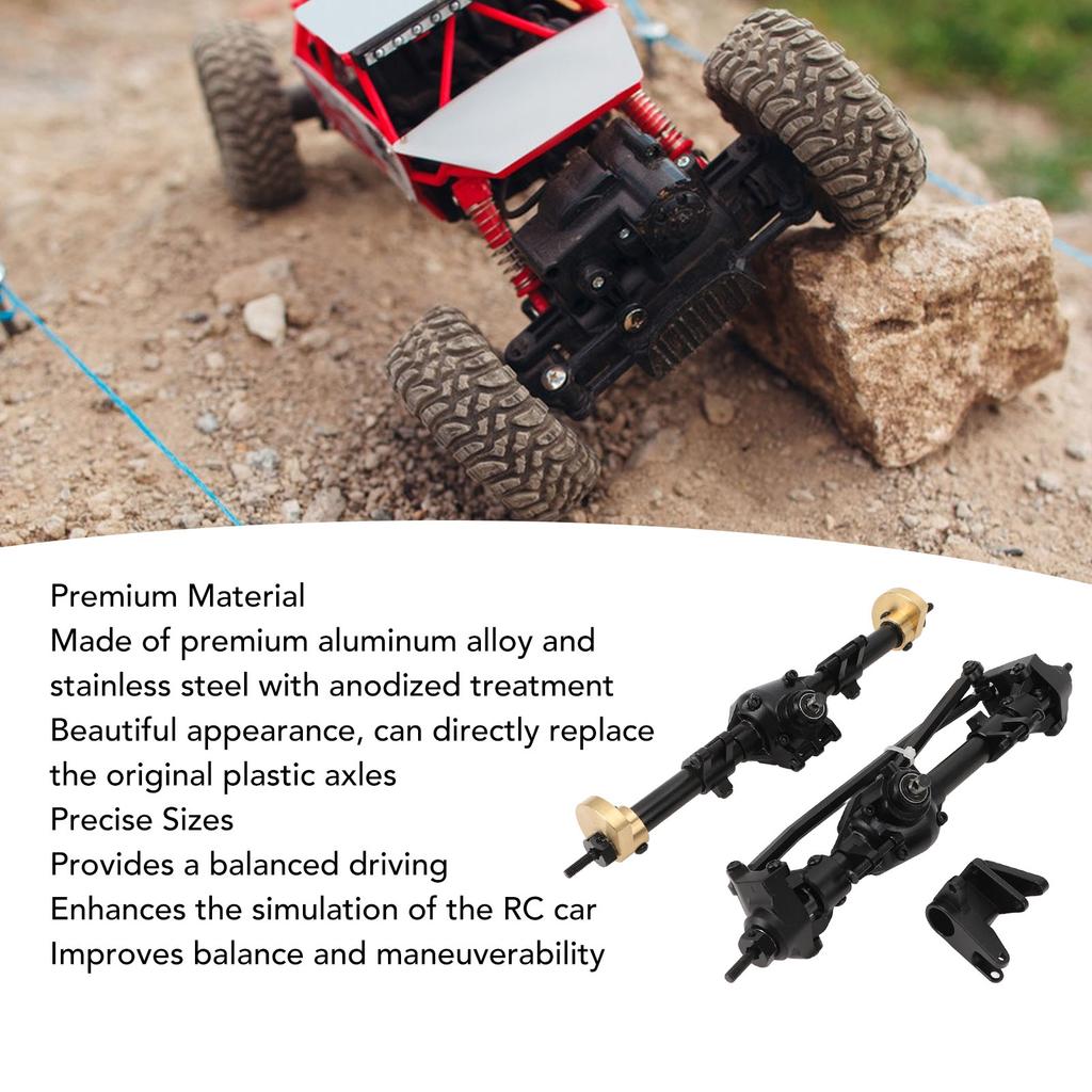 RC Front Rear Axle 27T 8T Internal Mounting Gear RC Car Axle Assembly Set with Link Mount for SCX10 PRO Black